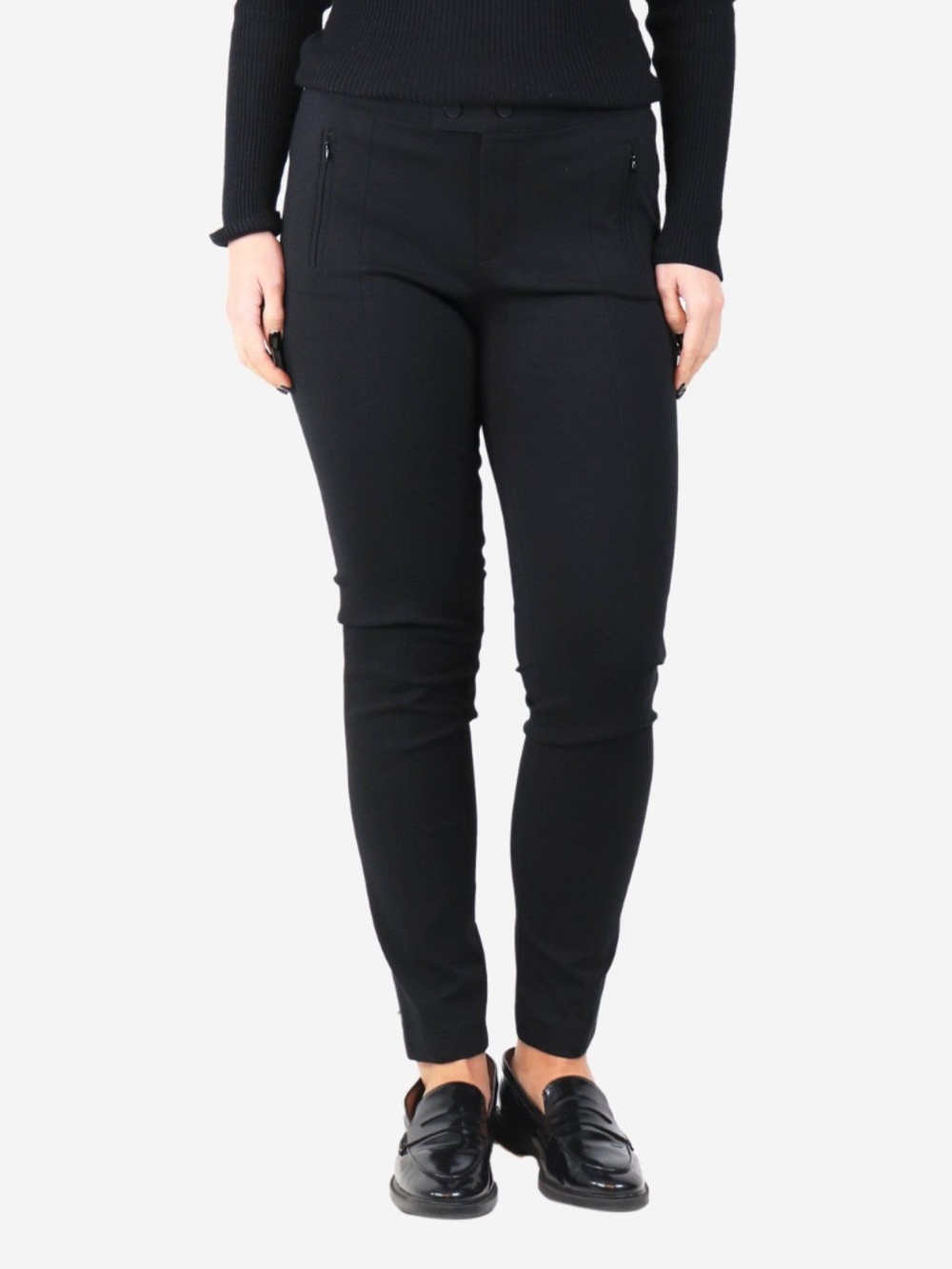 VINCE Black Slim Stretch Ponte Pants Zip Pockets M/M
